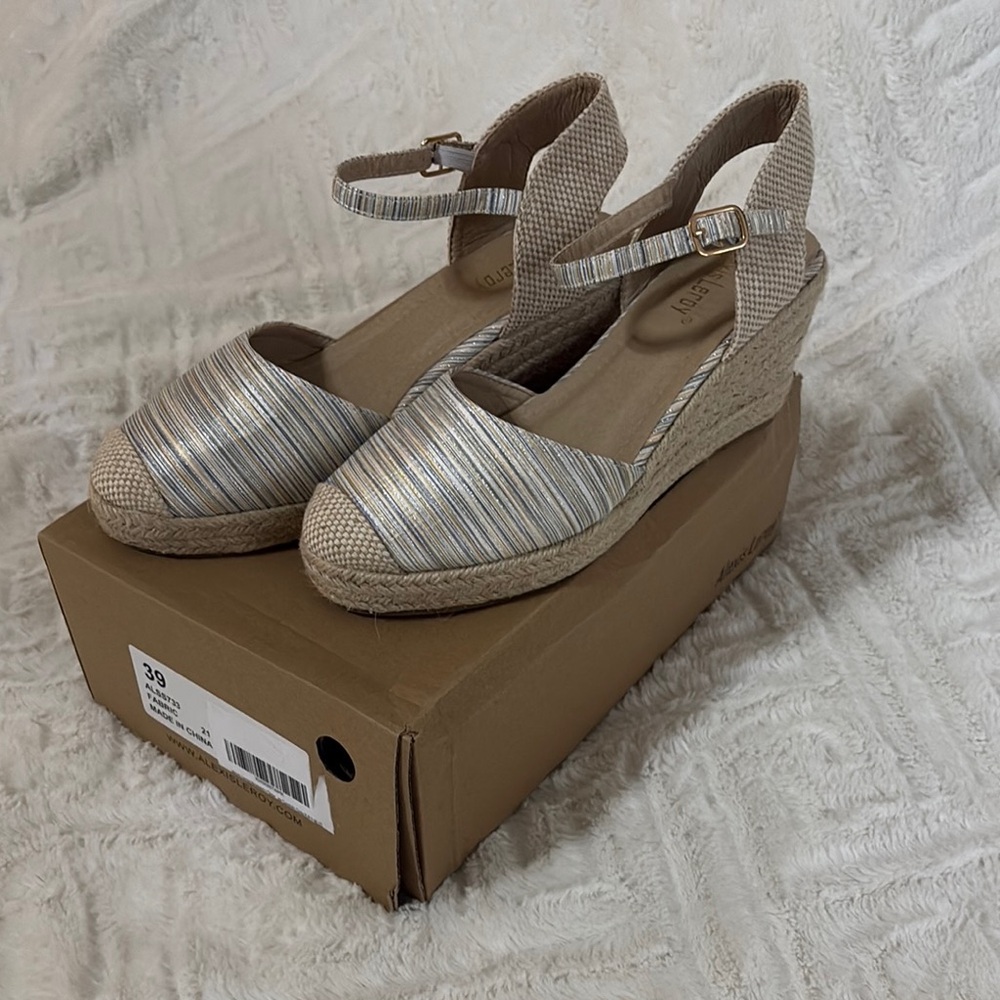 Gray and Cream Espadrilles
